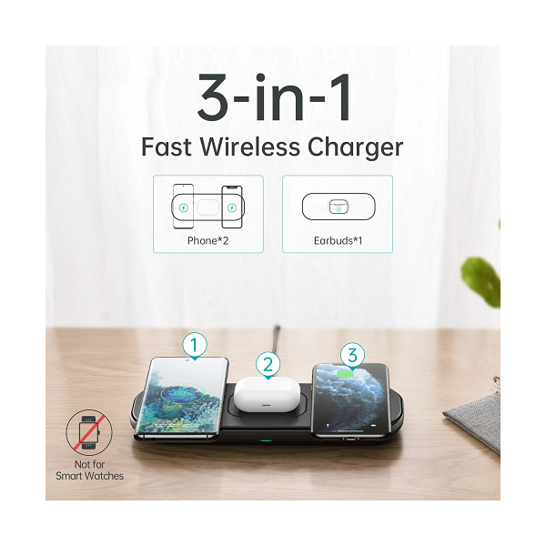Choetech 3-In-1 Fast Wireless Charging Pad